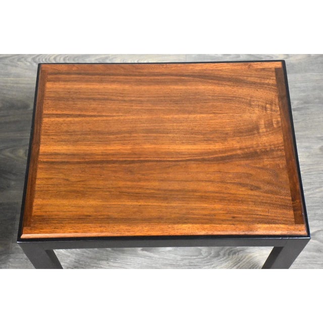 1960s Walnut & Black Mid-Century Modern End Tables- a Pair For Sale - Image 5 of 7