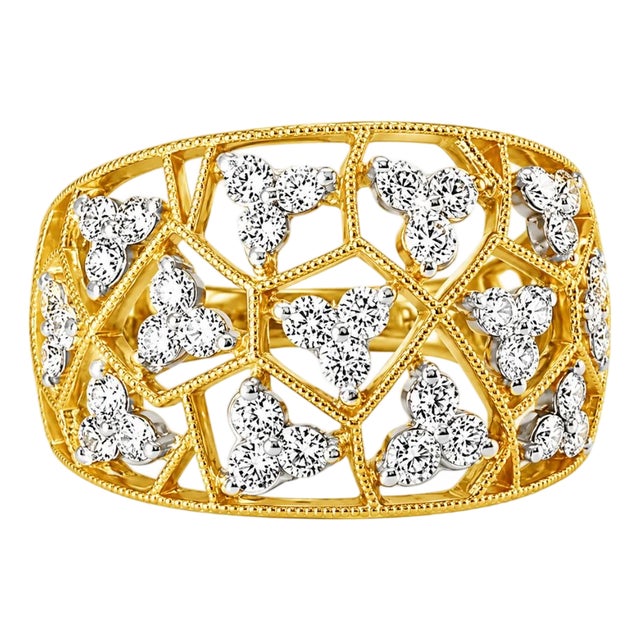 Late 20th Century 14K Pink Rose Gold Diamond Beehive Cocktail Ring Estate, Size 6 For Sale