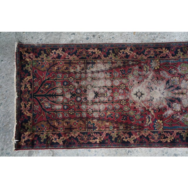 Early 20th Century Vintage Hand-Knotted Oriental Wool Tree-of-Life Runner Rug 2 X 12' For Sale - Image 5 of 14