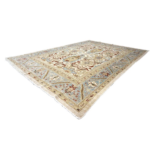 Persian Persian Sultanabad Wool 8 x 10 Ivory, Blue, Red & Tan Handmade Area Rug #1140622 For Sale - Image 3 of 5