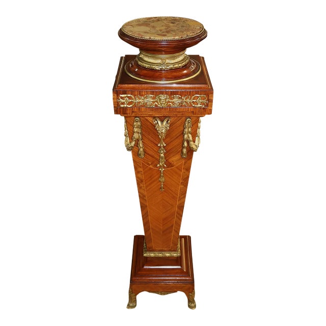 Early 20th Century Bronze Mounted French Louis XV Style Kingwood Column Pedestal For Sale