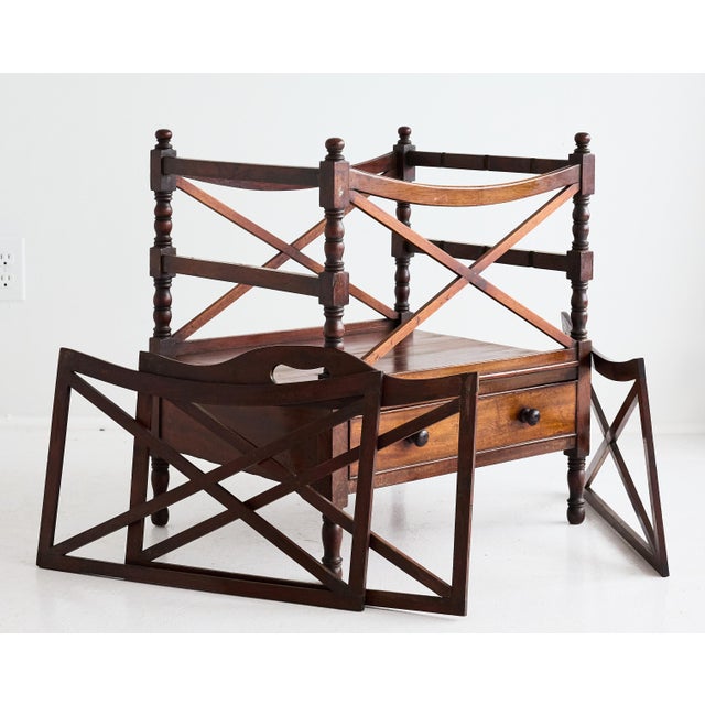 Large English Regency Mahogany Canterbury Magazine Rack With Drawer, 19th Century For Sale - Image 16 of 16