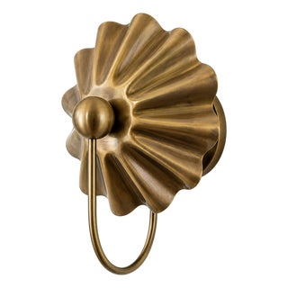 Vintage Brass Wall Sconce Light, Handmade Antique Brass Flower Wall Lamp, Mid Century Shell Sconce Bedroom Bedside Hallway Entryway Lighting For Sale