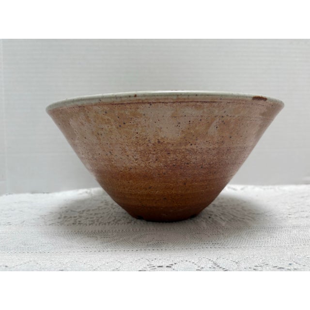 Vintage Rustic Stoneware Studio Pottery Artisan Bowl For Sale - Image 4 of 7