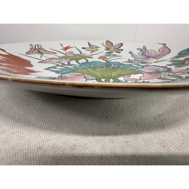 Mid 20th Century Large Asian Platter With Butterfly and Floral Motif For Sale - Image 10 of 12