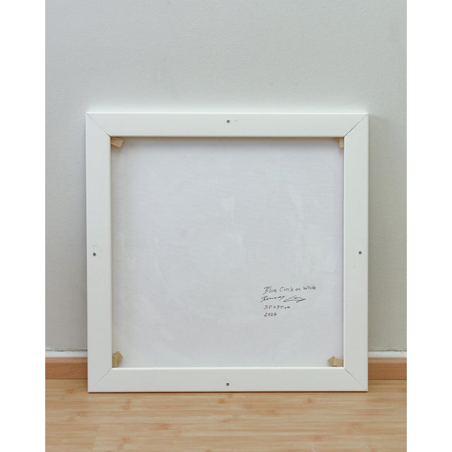 Colored and Blue Circles, Set of 2, Contemporary Paintings on Canvas, Framed For Sale - Image 6 of 9