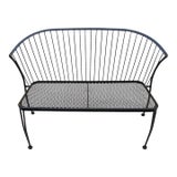 1980s Woodard Pinecrest Style Wrought Iron Garden Bench For Sale