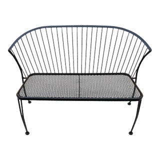 1980s Woodard Pinecrest Style Wrought Iron Garden Bench Loveseat For Sale