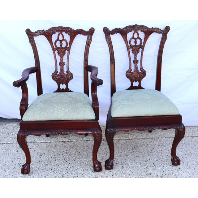 Traditional 1990s Chippendale Mahogany Hickory Dining Chairs - Set of 8 For Sale - Image 3 of 12