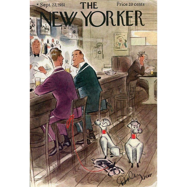 Original vintage New Yorker magazine cover dated September 22, 1951 featuring a Poodles theme. Cover art by Leonard Dove...