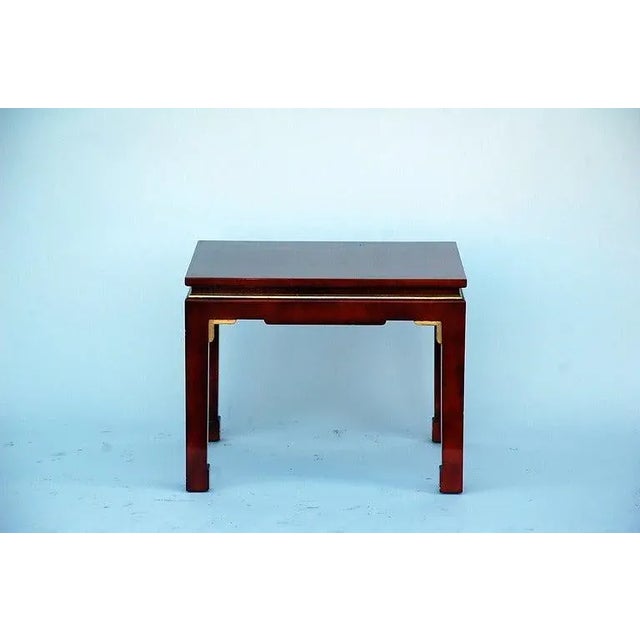 Pair of chic French 1960s Asian inspired lacquer tables. Also great as a two-part coffee table.