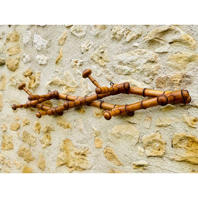 Wall-Mounted Turned Wood Folding Coat Rack, 1920s For Sale - Image 15 of 18