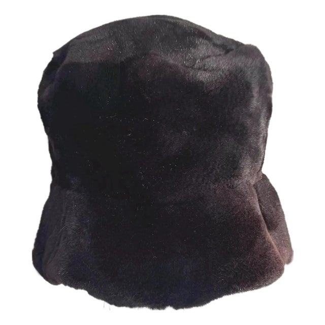 Vintage 1990s Dark Brown Mink Fur Bucket Hat For Sale