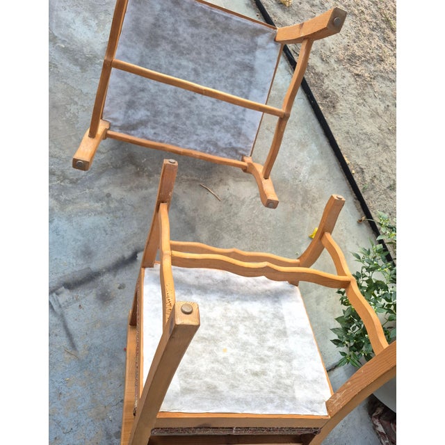 Vintage Mid-Century French Provincial Style Open Armchairs With Tapestry Brocade - A Pair For Sale - Image 4 of 16
