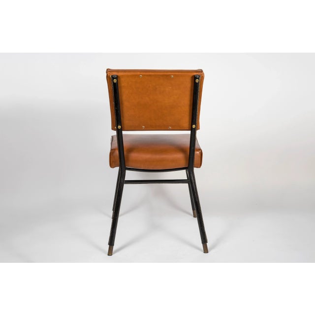 1950s Leather Side Chair by Jacques Adnet, 1950s For Sale - Image 5 of 7