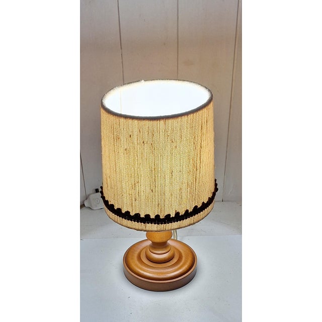 Vintage German Beechwood Table Lamp, 1970s For Sale - Image 3 of 7