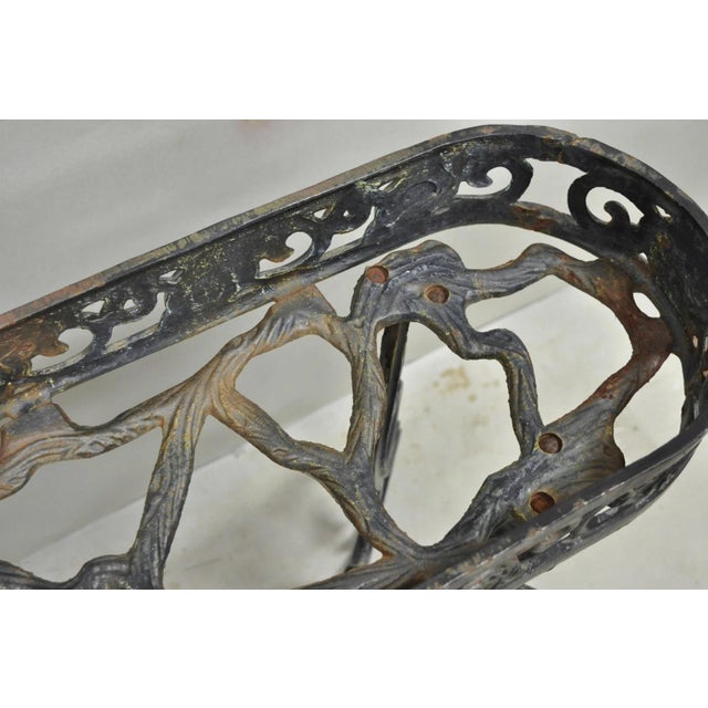 Vintage French Art Nouveau Style Heavy Wrought Iron Garden Planter Plant Stand For Sale - Image 15 of 17