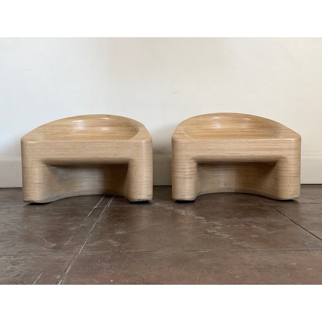 Organic Mid Century Modern Style Stacked Plywood Lounge Chairs For Sale - Image 4 of 13