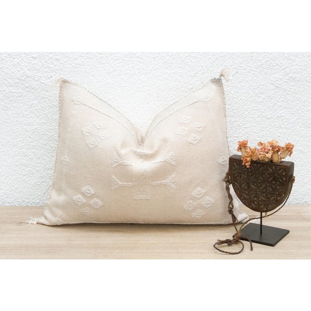 White Chalk White Silk Rug Lumbar Pillow For Sale - Image 8 of 8