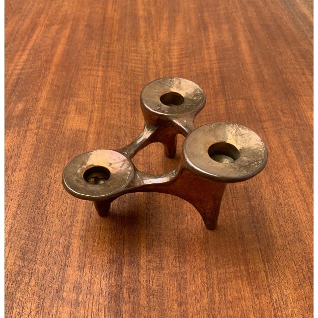 Gold Vintage German Brutalist Metal Candleholder from Harjes For Sale - Image 8 of 18
