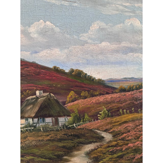 Antique Original Landscape Oil Painting, Signed Countryside Art For Sale - Image 4 of 15