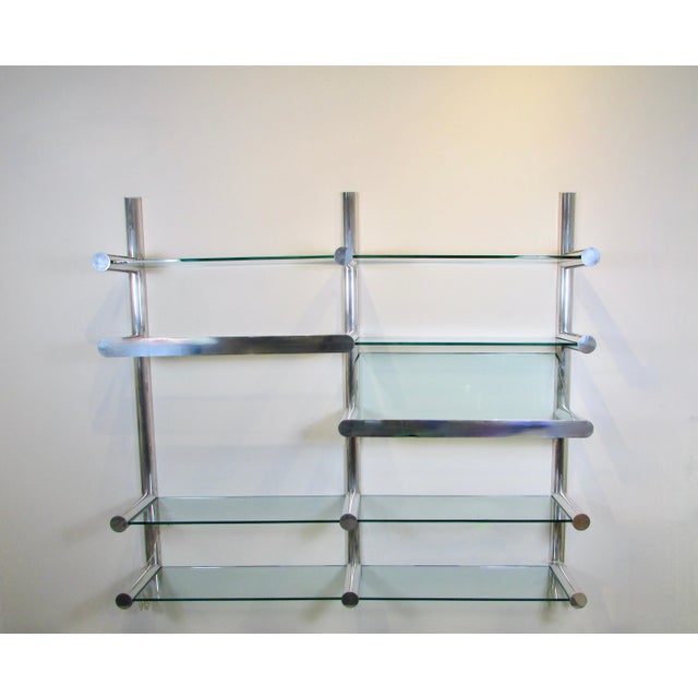 Metal Mid 20th Century Janet Schweitzer for Pace Polished Aluminum Obra Wall Mount Shelving System For Sale - Image 7 of 12