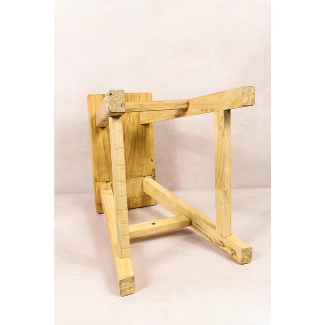 Vintage Rustic Stool in Elm For Sale - Image 4 of 5