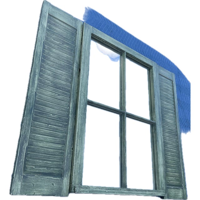 Vintage Shabby Window Shutter Wall Mirror For Sale In Chicago - Image 6 of 8