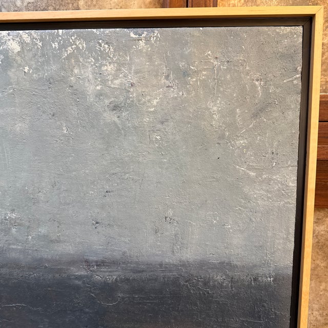 Piotr Strelnik Figurative Muted Blue Landscape Painting, Signed For Sale - Image 12 of 12