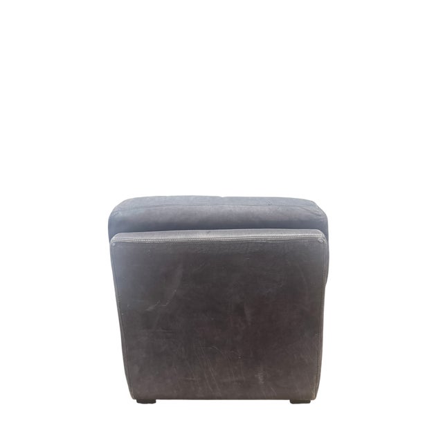 Black Roche Bobois Leather Lounge Chair With Ottoman For Sale - Image 8 of 10
