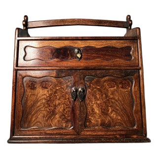 Vintage Chinese Rosewood Tea Caddy Box With Handle and Double Doors For Sale