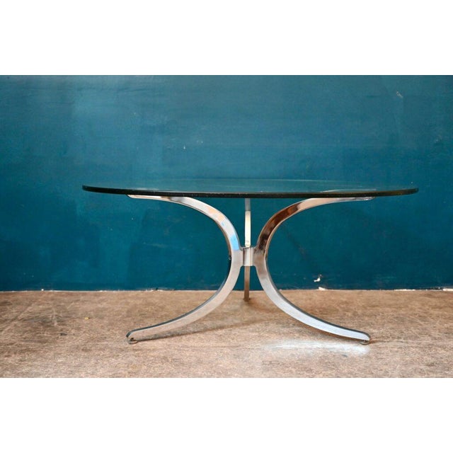 Gray Round Dining Table in Glass and Chrome Metal, 1970s For Sale - Image 8 of 17