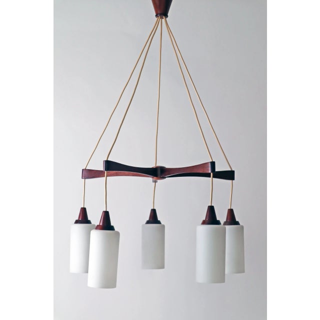 Brown Teak Opal Glass Ceiling Lamp from Temde, 1950s For Sale - Image 8 of 12