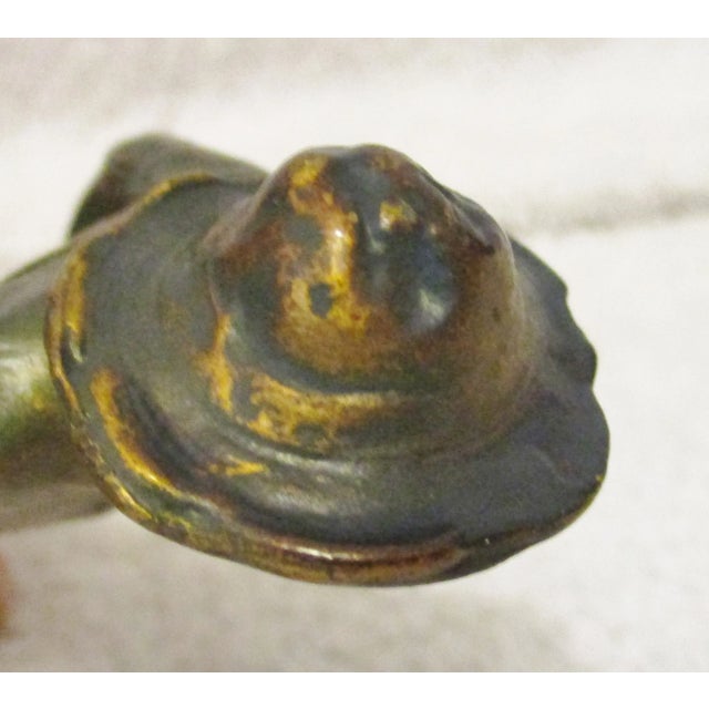Metal Antique Signed J Ruhl Tom Sawyer Gilt Paperweight Statue With Celluloid Face For Sale - Image 7 of 10