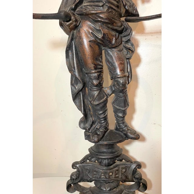 Large Antique Ornate Reaper Cast Iron Figural Umbrella Cane Floor Stand Holder For Sale In New York - Image 6 of 12