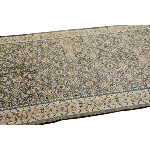 Vintage Persian Distressed Brown Handmade All-Over Wool Rug For Sale In New York - Image 6 of 7