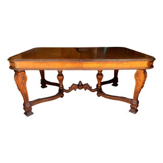 Antique Walnut /Burlwood With Marquetry Johnson Handley Johnson Dining Room Set Circa 1930's For Sale