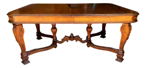 Antique Walnut /Burlwood With Marquetry Johnson Handley Johnson Dining Room Set Circa 1930's