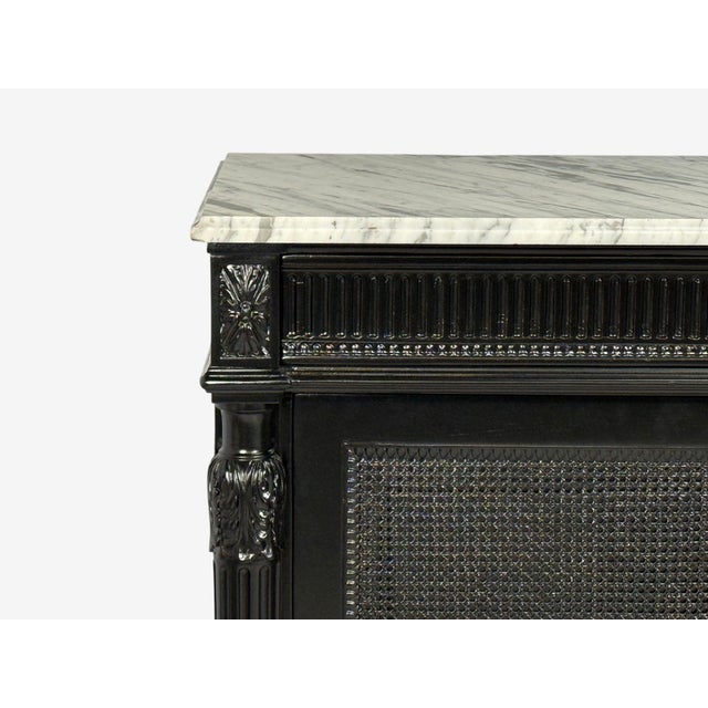 Hollywood Regency Style, Buffets, Black Painted Wood, Marble, France, 1940s For Sale - Image 10 of 18
