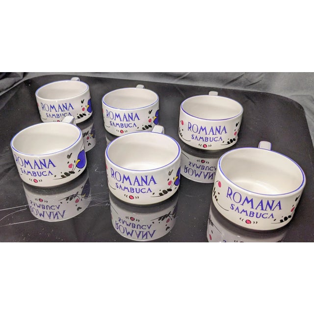 Vintage 1990s Romana Sambuca Ceramic Coffee Cups - Set of 6 For Sale - Image 4 of 8