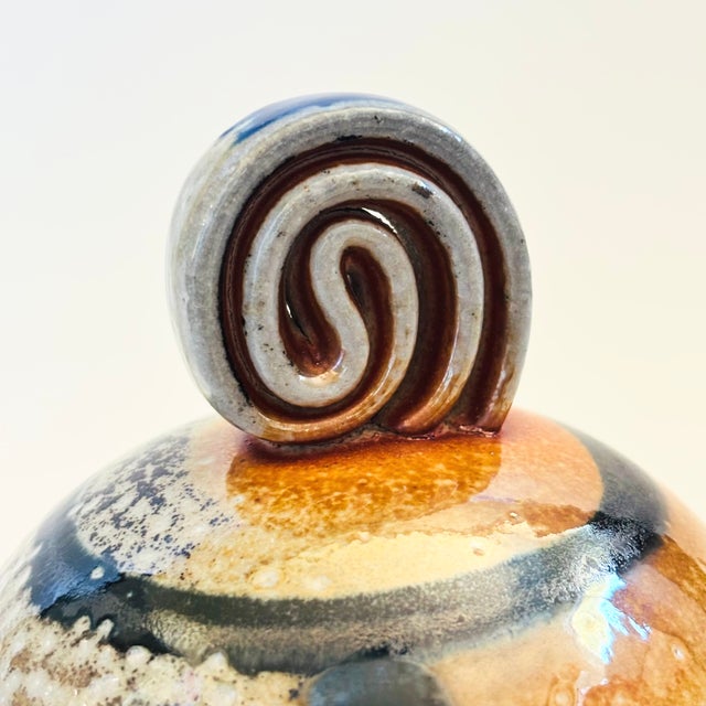 Tan Postmodern Studio Pottery Container For Sale - Image 8 of 11