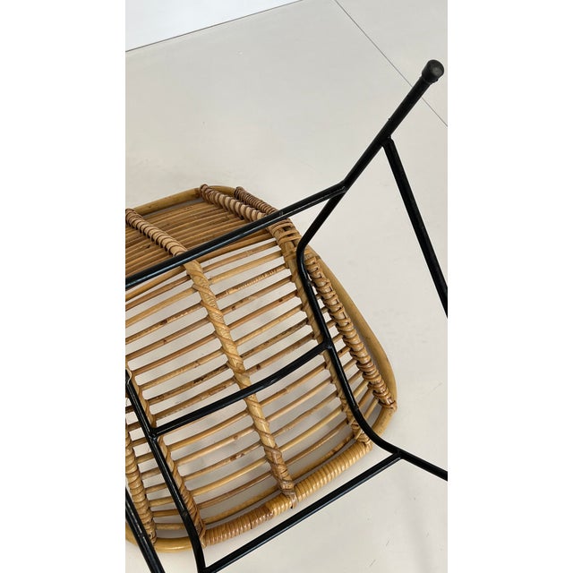 Black Vintage Wicker Rattan Chair, 1960s For Sale - Image 8 of 10