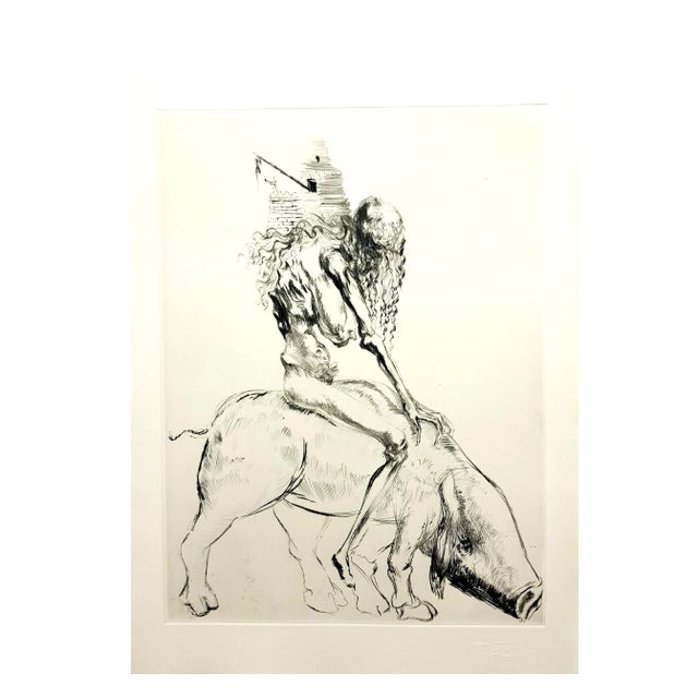 Gray Salvador Dali - Baubo (Woman Riding a Sow), from Faust - Original Etching 1969 For Sale - Image 8 of 9