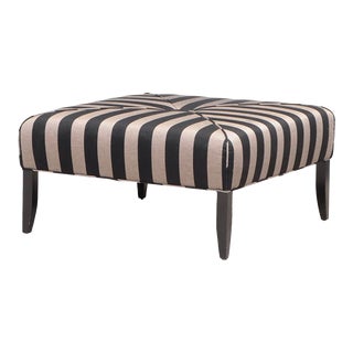 Large Striped Upholstered Ottoman For Sale