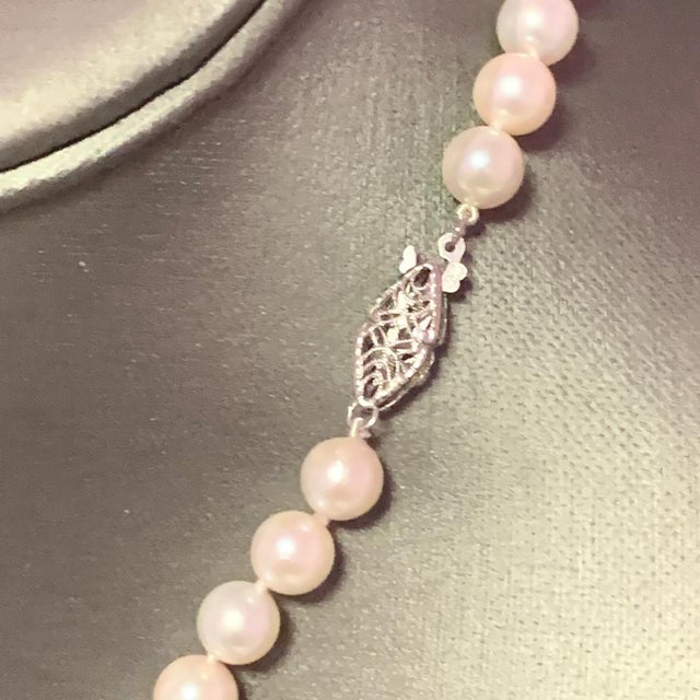 Akoya Pearl Necklace 14 Karat White Gold 7.5 mm Certified For Sale - Image 9 of 13
