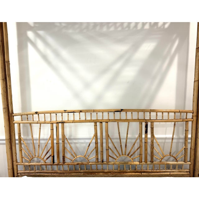 Chinese Chippendale Fretwork Rattan Queen Bedframe For Sale - Image 11 of 11