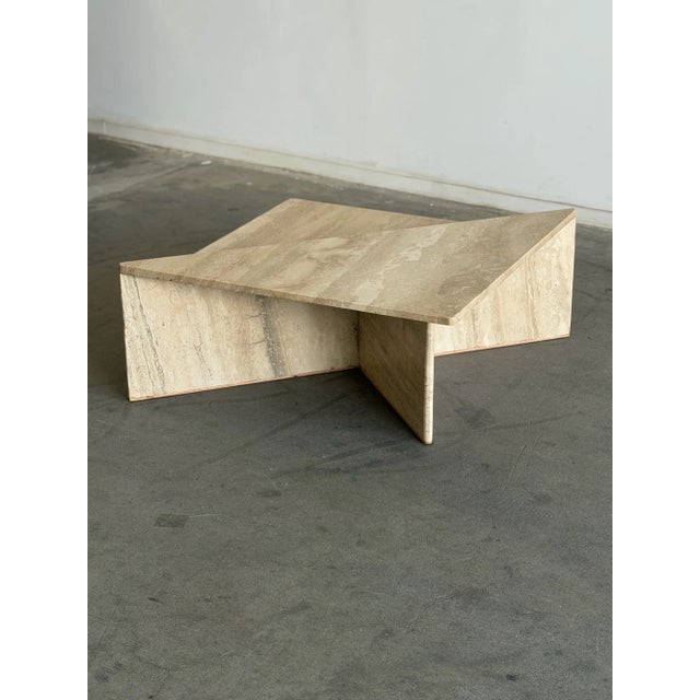 1970s Honed Travertine Coffee Table Set - Two Piece For Sale - Image 17 of 18