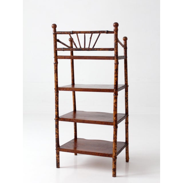Wood Antique Bamboo Etagere Shelf For Sale - Image 7 of 16