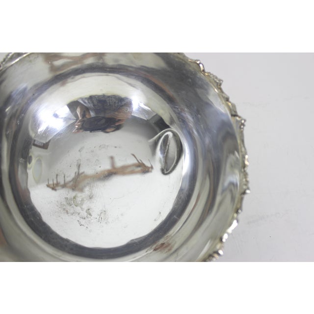 Embossed Silver Plate Pedestal Rose Bowl Double Wire Frog Vintage Two Piece Pansy Holder Vase for Flower Arranging, Bouquet, Ikebana, Patina For Sale - Image 11 of 12