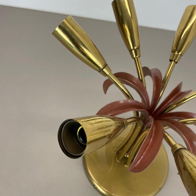 Metal Italian Brass Theatre Ceiling Light in the style of Stilnovo, Italy, 1950s For Sale - Image 7 of 17